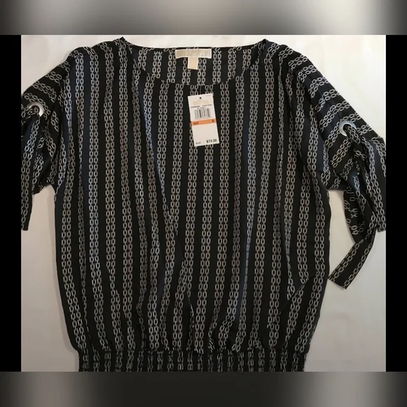 NWOT! MICHAEL KORS BLACK CHAIN PATTERN TOP (S) - Picture 8 of 10